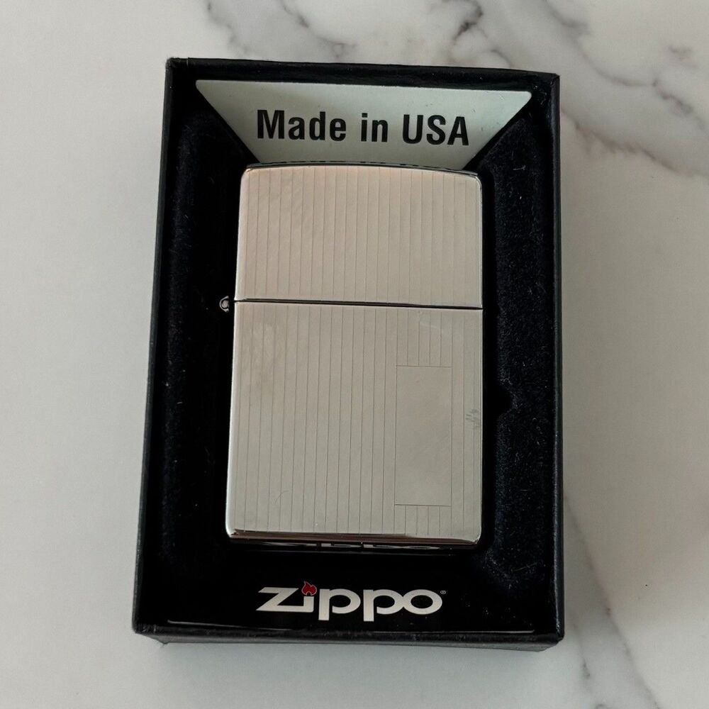 New in Box Zippo Lighter High Polish Chrome w/ Engraving Window 2007 Made in USA